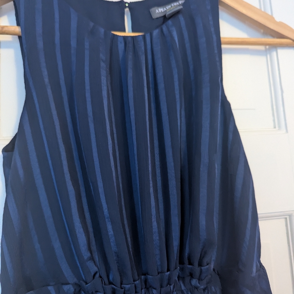 A Pea In The Pod Elegant Navy Blue Striped Maternity Dress